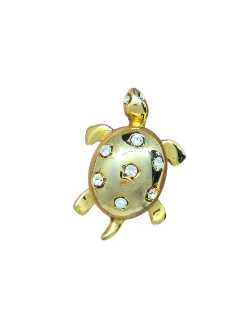 Vintage 70s Gold Tone Turtle Brooch